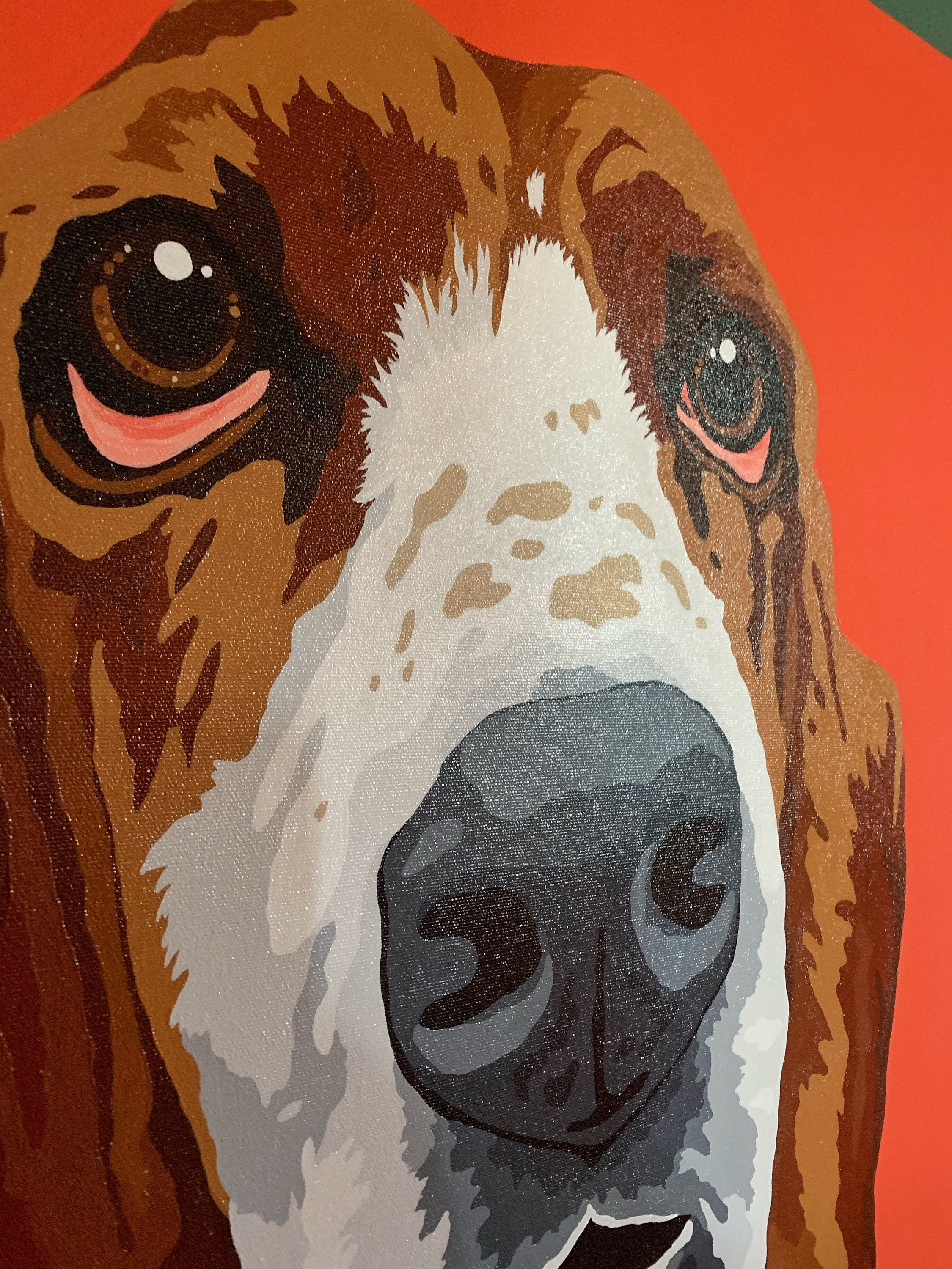 ORIGINAL gallery canvas painting - Basset Hound