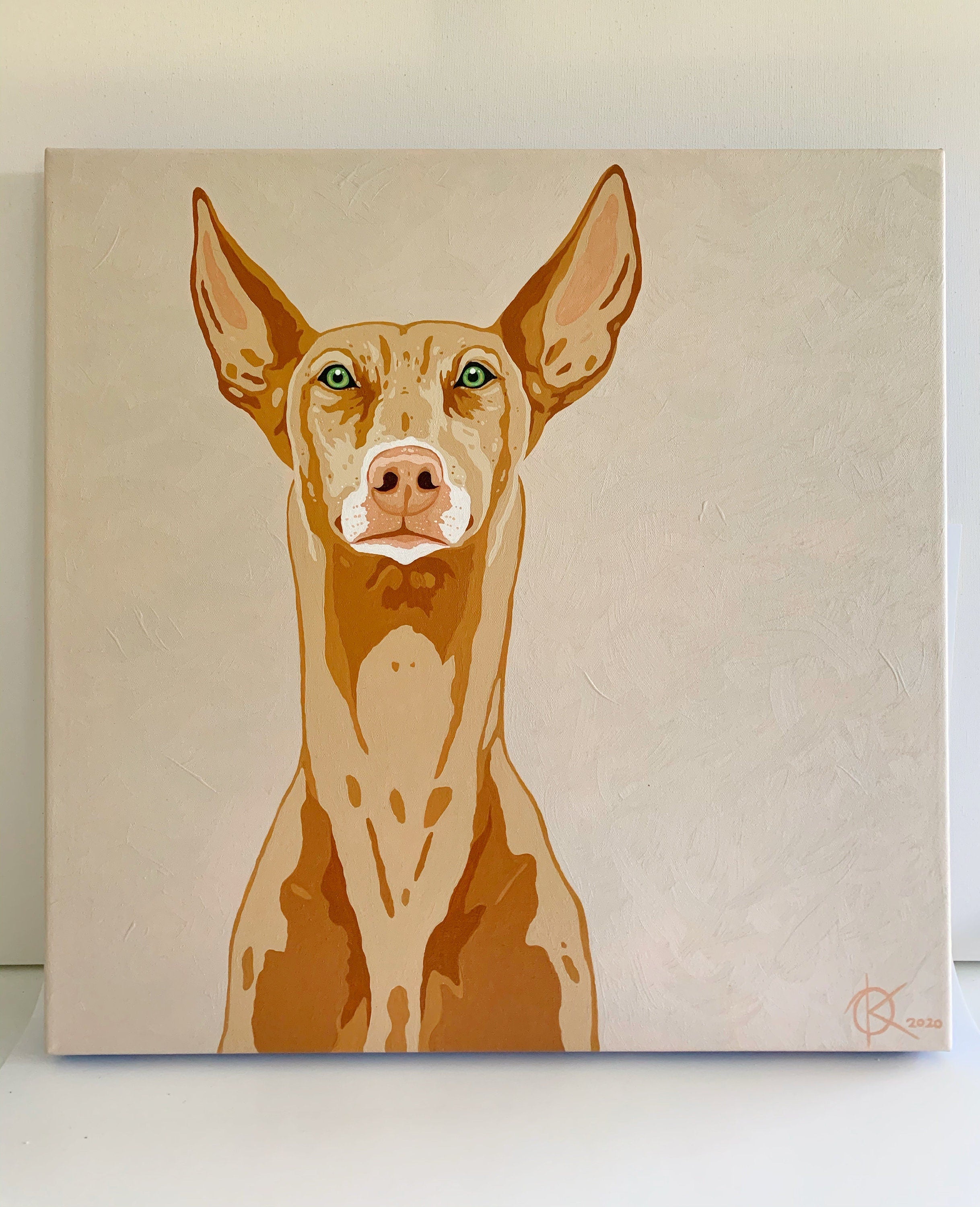 Peaceful Podenco ORIGINAL painting on gallery canvas signed artwork