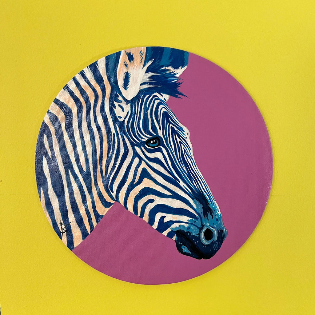 ZeeBlue Zebra Painting Original Art Signed Portrait