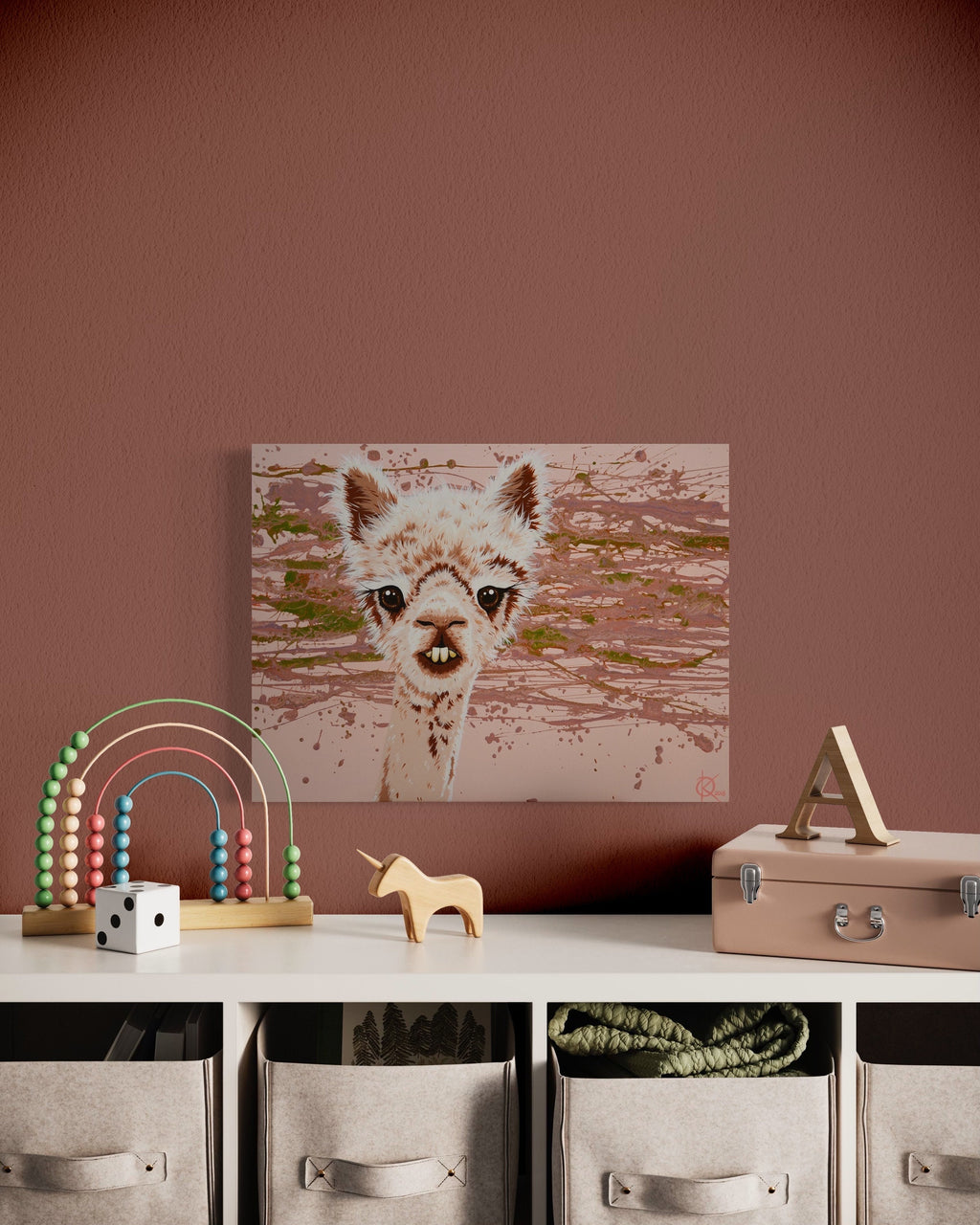 Allan Alpaca Original Painting on Gallery Canvas OOAK 18 x 24 Signed