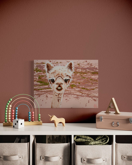 Allan Alpaca Original Painting on Gallery Canvas OOAK 18 x 24 Signed
