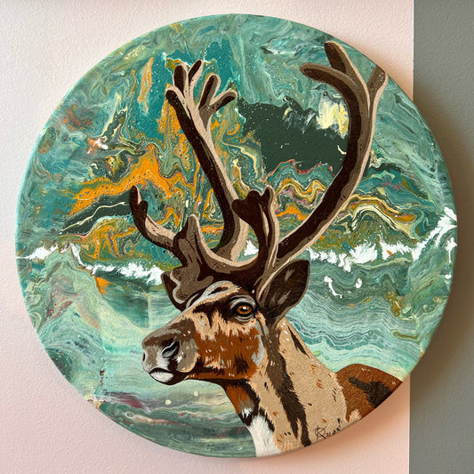 CARIBOU original painting from the FIRST SNOW series