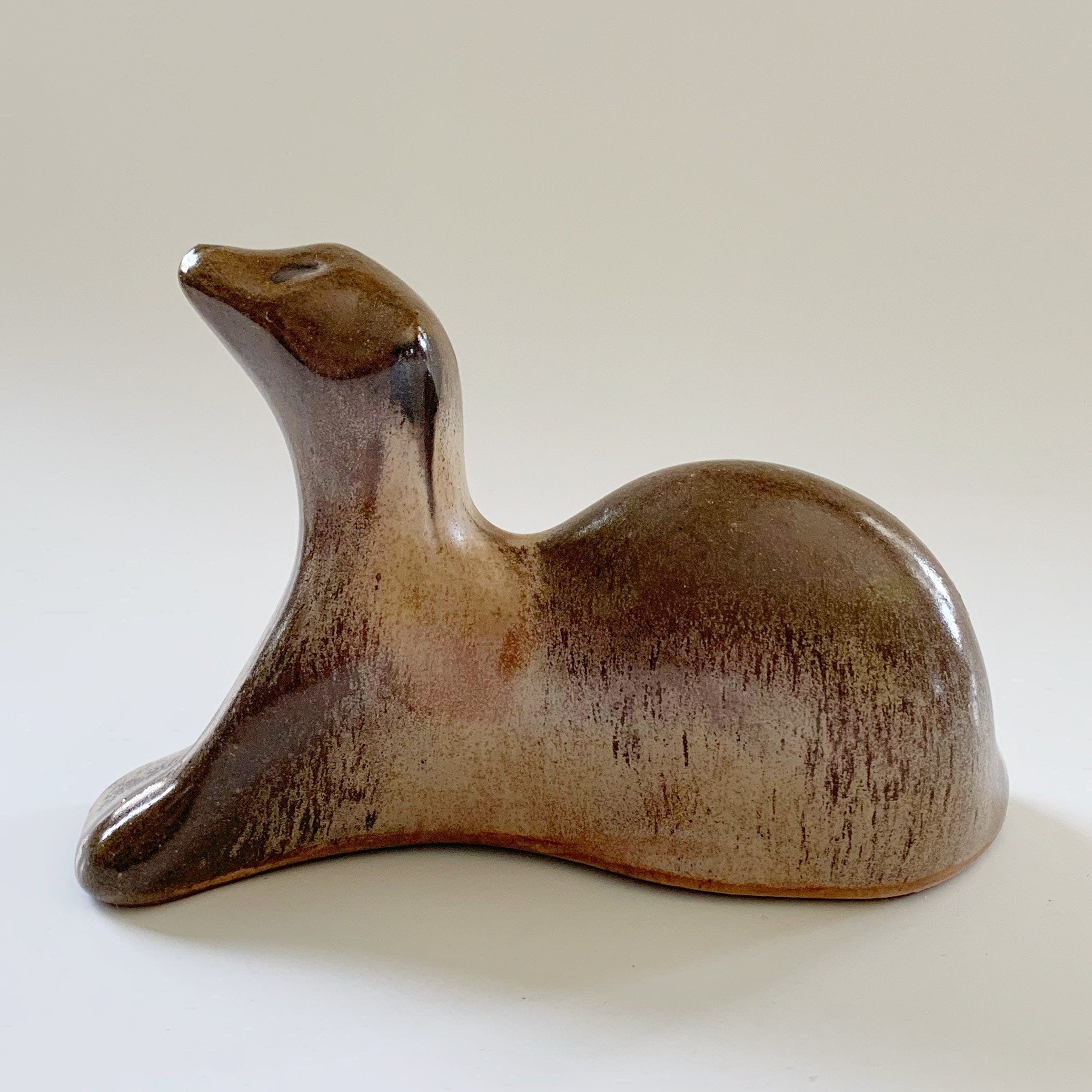 Blue Mountain Pottery Otter in Mocha Glaze Rare Adorable BMP Vintage