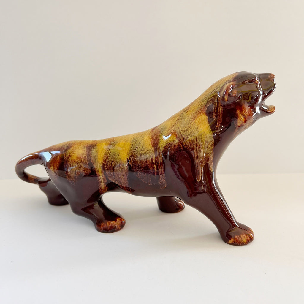 Blue Mountain Pottery Cougar Panther Tiger Wildcat Harvest Gold Vintage Collectible Canada