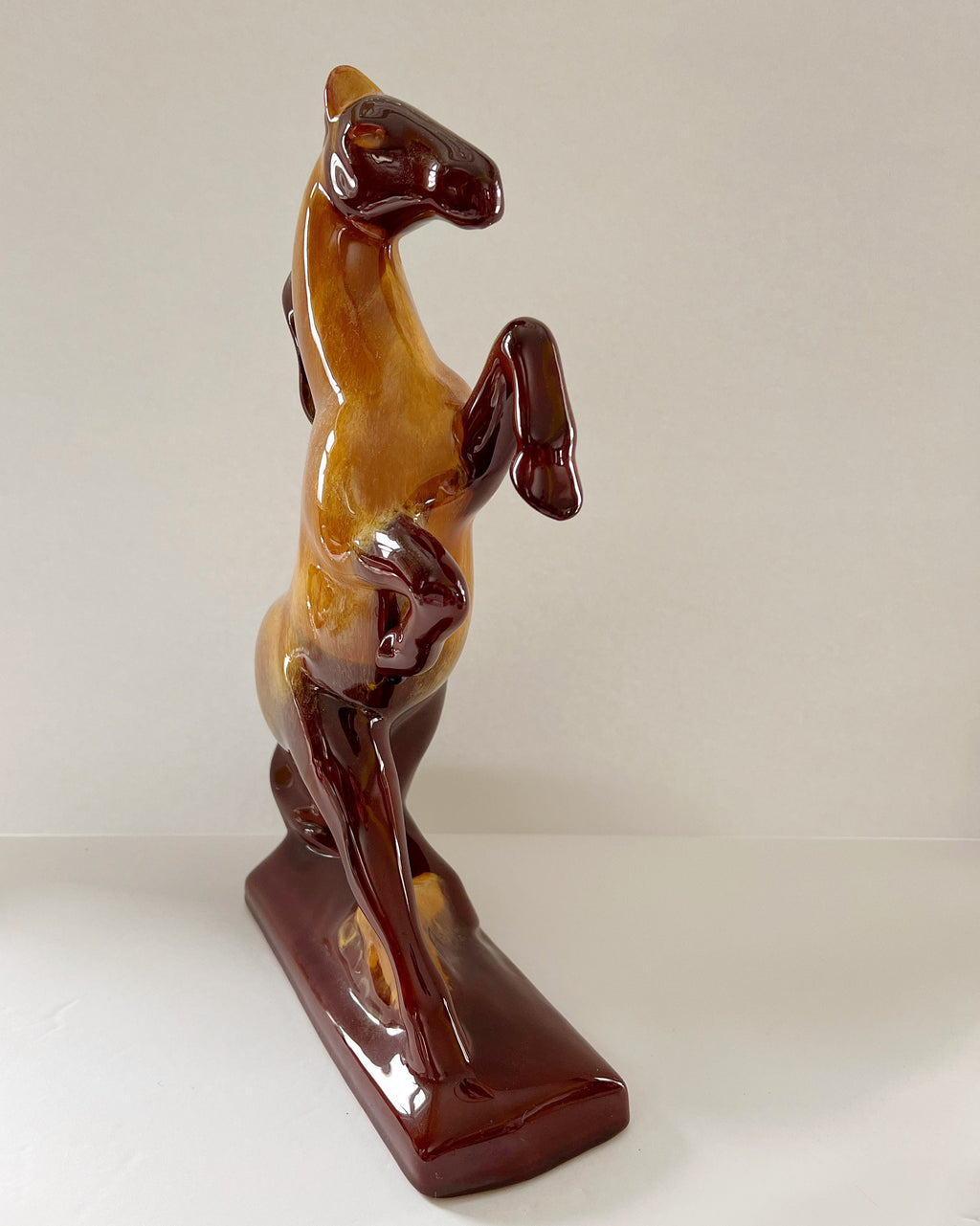 Large Blue Mountain Pottery Rearing Horse Stallion Harvest Gold Collectible