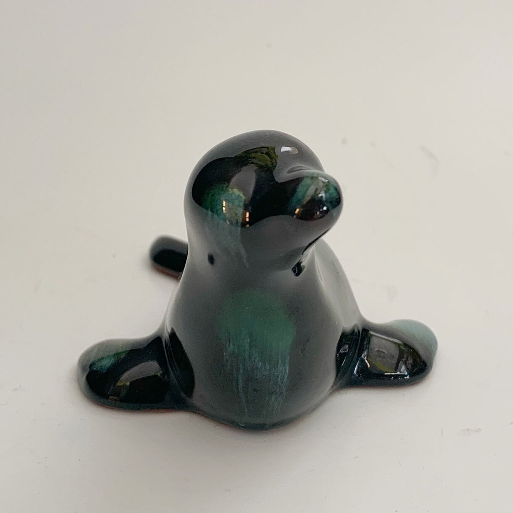 Blue Mountain Pottery Seal Pup Green Flow Glaze Canada Vintage