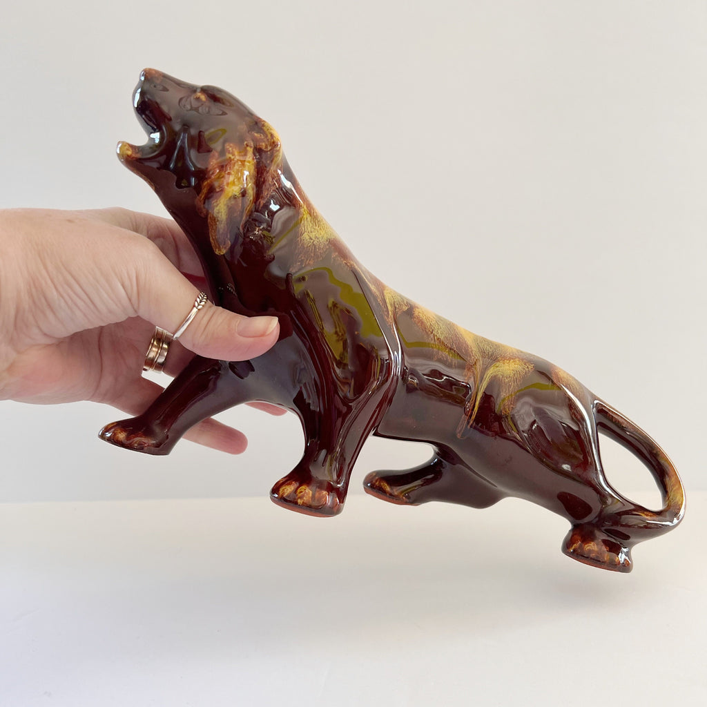 Blue Mountain Pottery Cougar Panther Tiger Wildcat Harvest Gold Vintage Collectible Canada