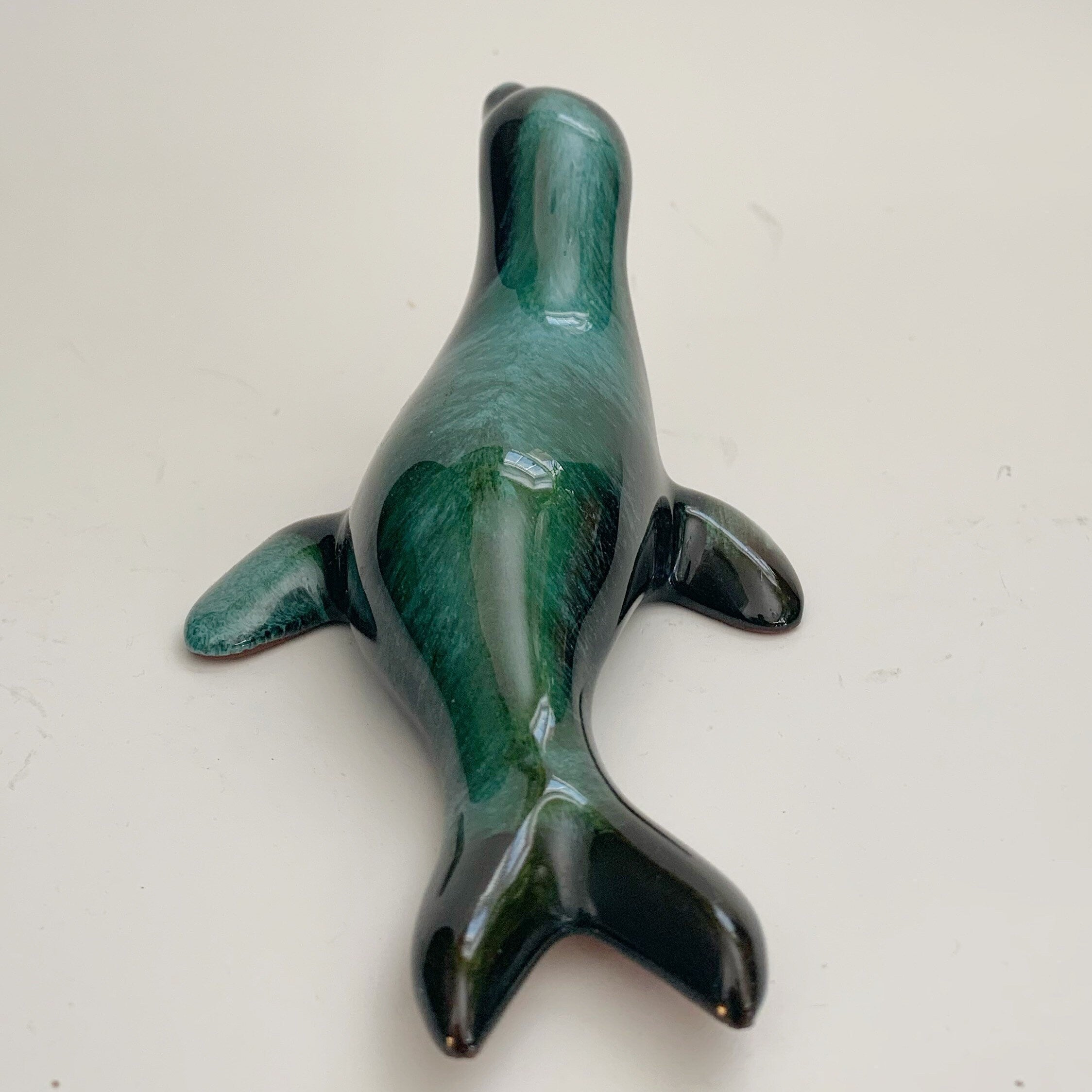 Blue Mountain Pottery Seal Pup Green Flow Glaze Canada Vintage