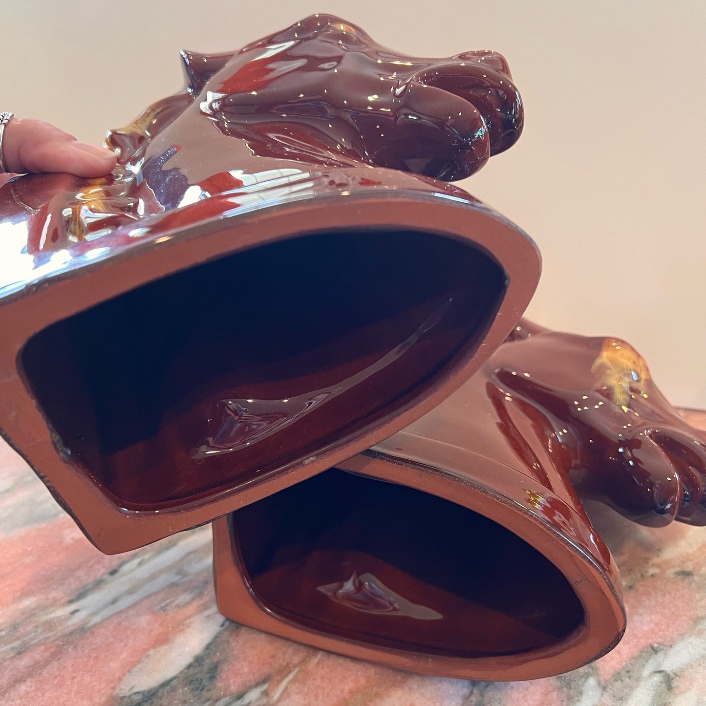 Blue Mountain Pottery Horse Head Bookends Harvest Gold Drip Glaze Classic Canada BMP Equine