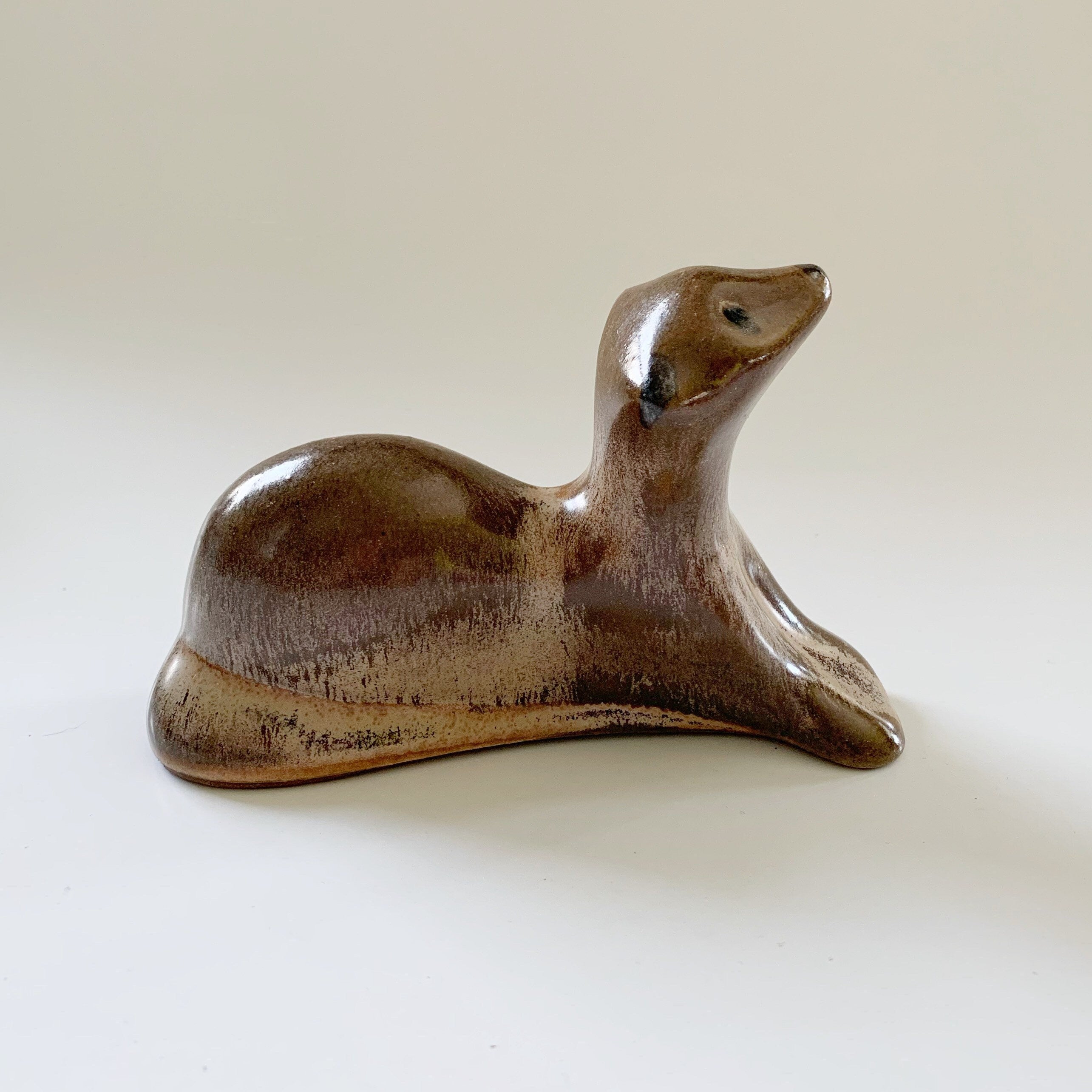 Blue Mountain Pottery Otter in Mocha Glaze Rare Adorable BMP Vintage