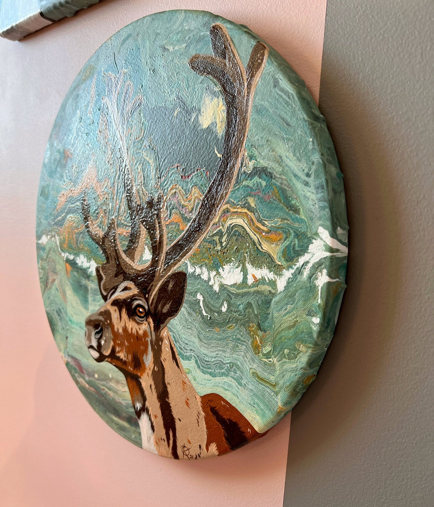 CARIBOU original painting from the FIRST SNOW series