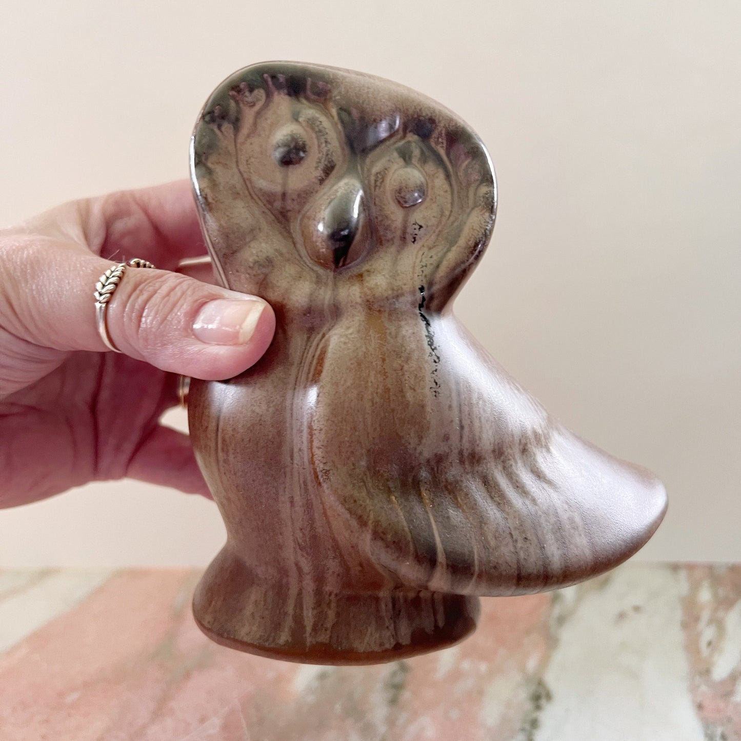 Blue Mountain Pottery Owl Mocha Glaze Canada Classic Bird BMP Collectible