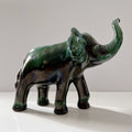 Blue Mountain Pottery Elephant Trunk Up Good Luck Flow Green Vintage Canada Collectible