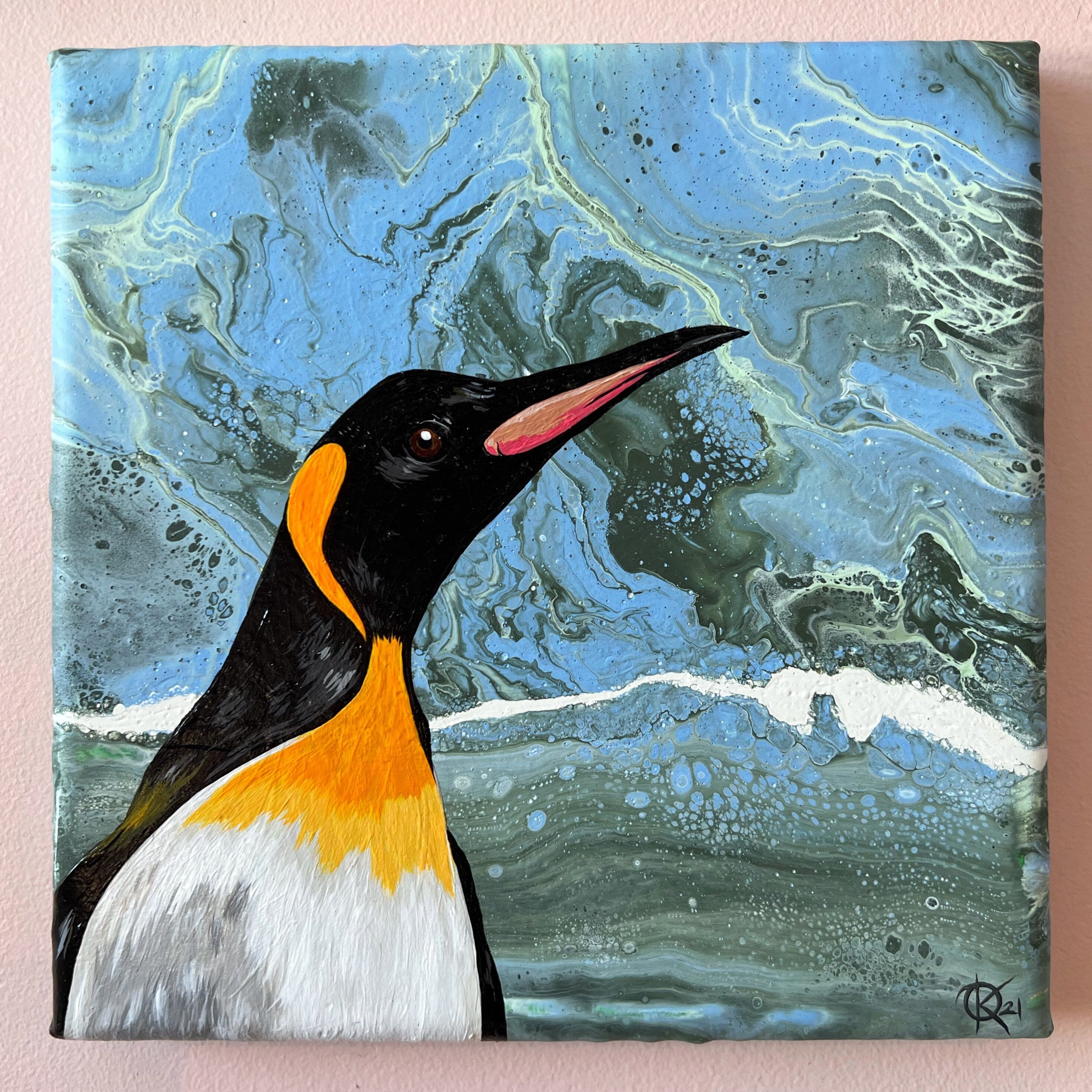 PENGUIN original painting from the FIRST SNOW series