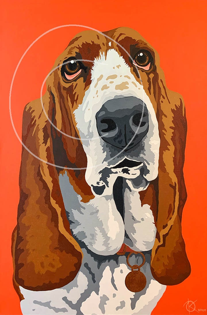 ORIGINAL gallery canvas painting - Basset Hound