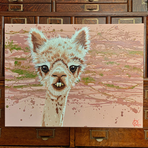 Allan Alpaca Original Painting on Gallery Canvas OOAK 18 x 24 Signed
