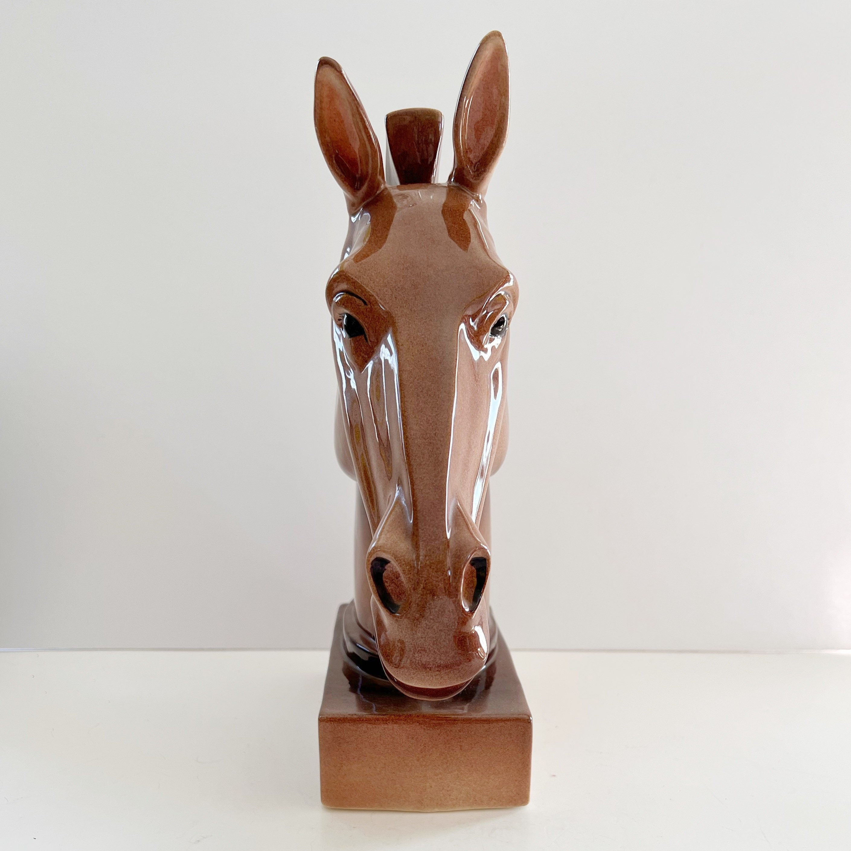 Large Mule Head Bookend Ceramic Hobbyist Masterpiece Horse Vintage Equestrian Collectible