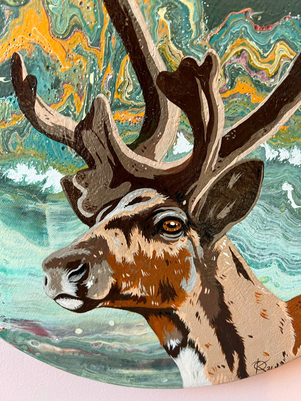 CARIBOU original painting from the FIRST SNOW series