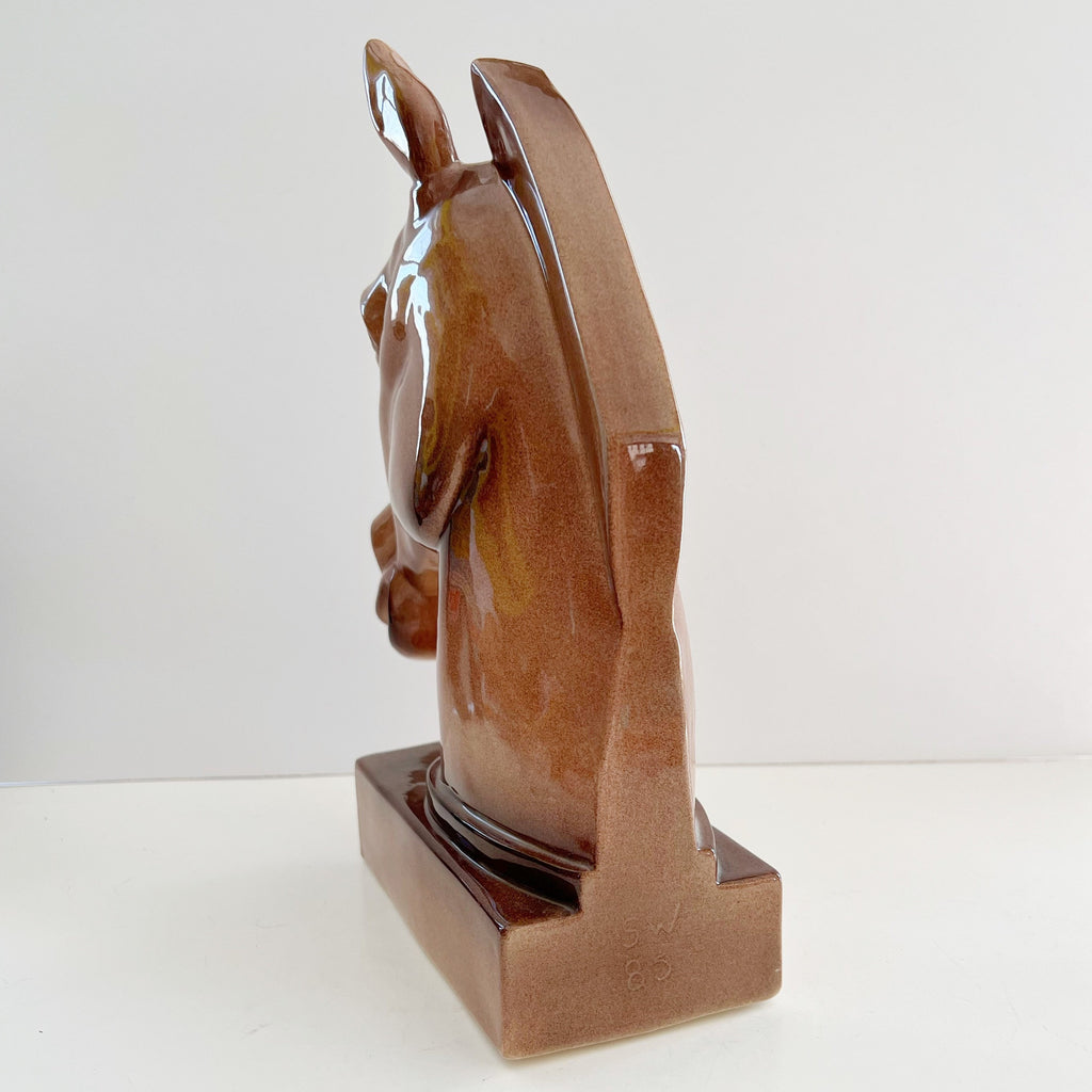 Large Mule Head Bookend Ceramic Hobbyist Masterpiece Horse Vintage Equestrian Collectible