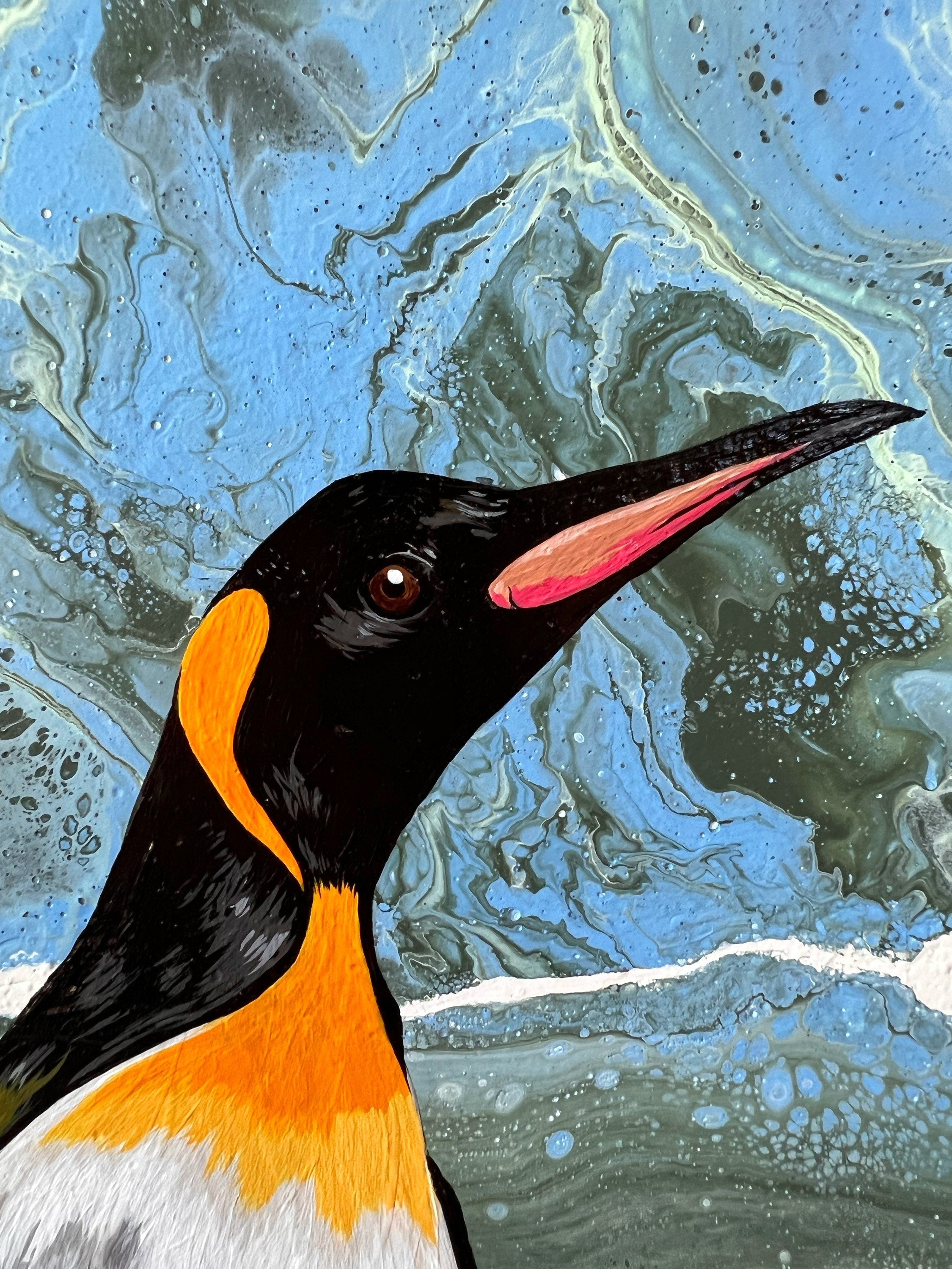 PENGUIN original painting from the FIRST SNOW series