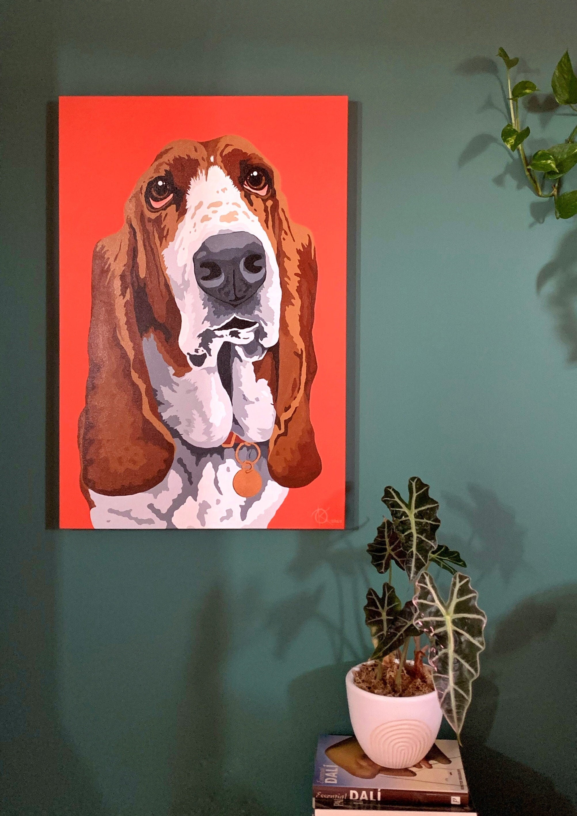 ORIGINAL gallery canvas painting - Basset Hound