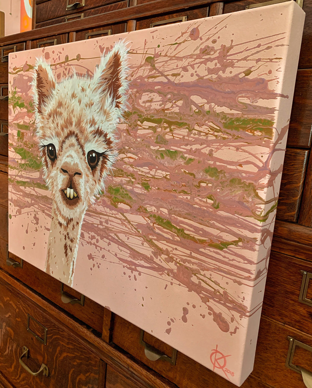 Allan Alpaca Original Painting on Gallery Canvas OOAK 18 x 24 Signed