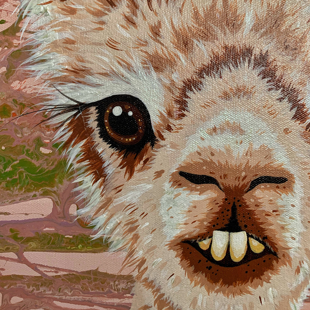 Allan Alpaca Original Painting on Gallery Canvas OOAK 18 x 24 Signed