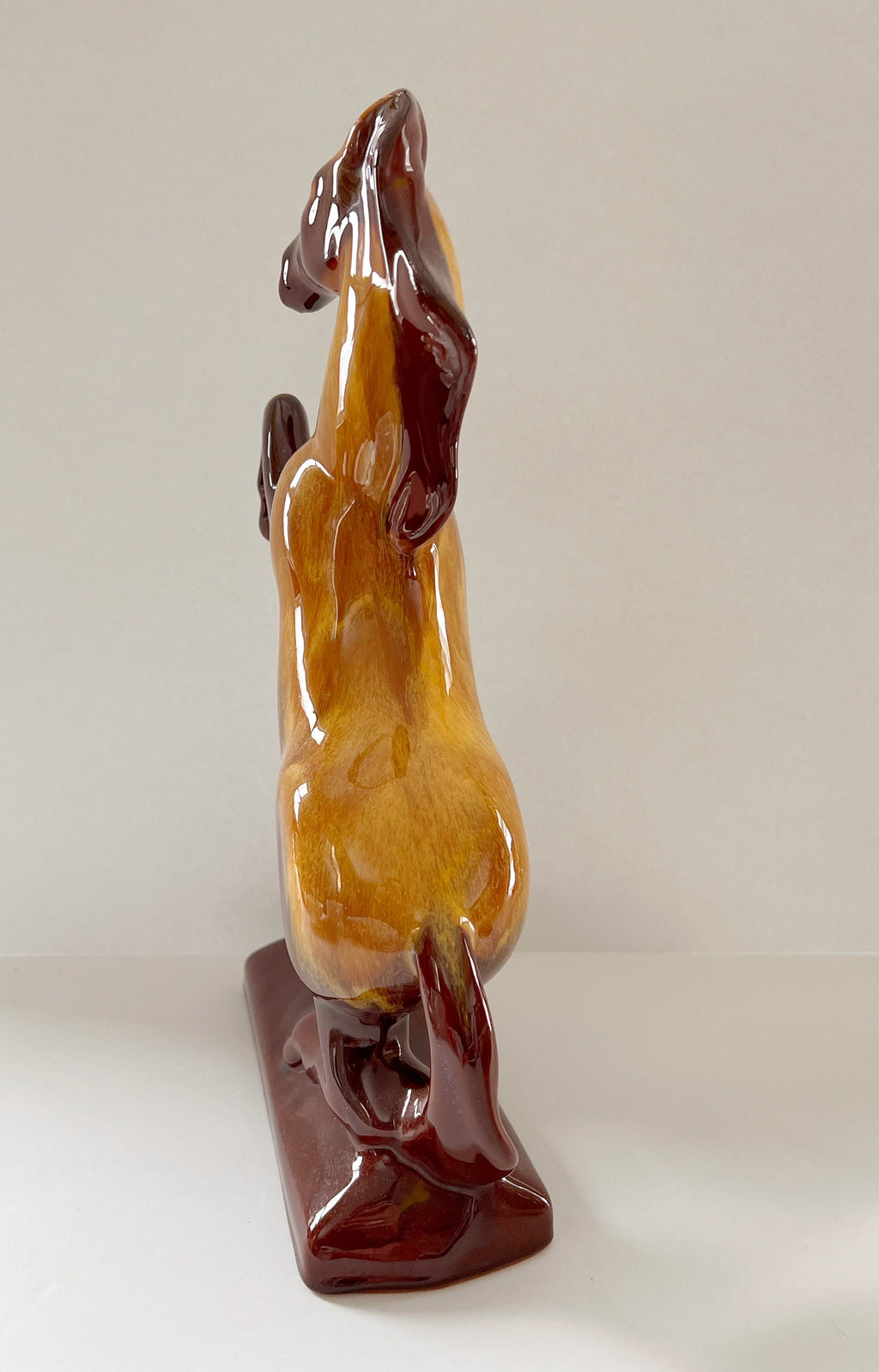 Large Blue Mountain Pottery Rearing Horse Stallion Harvest Gold Collectible