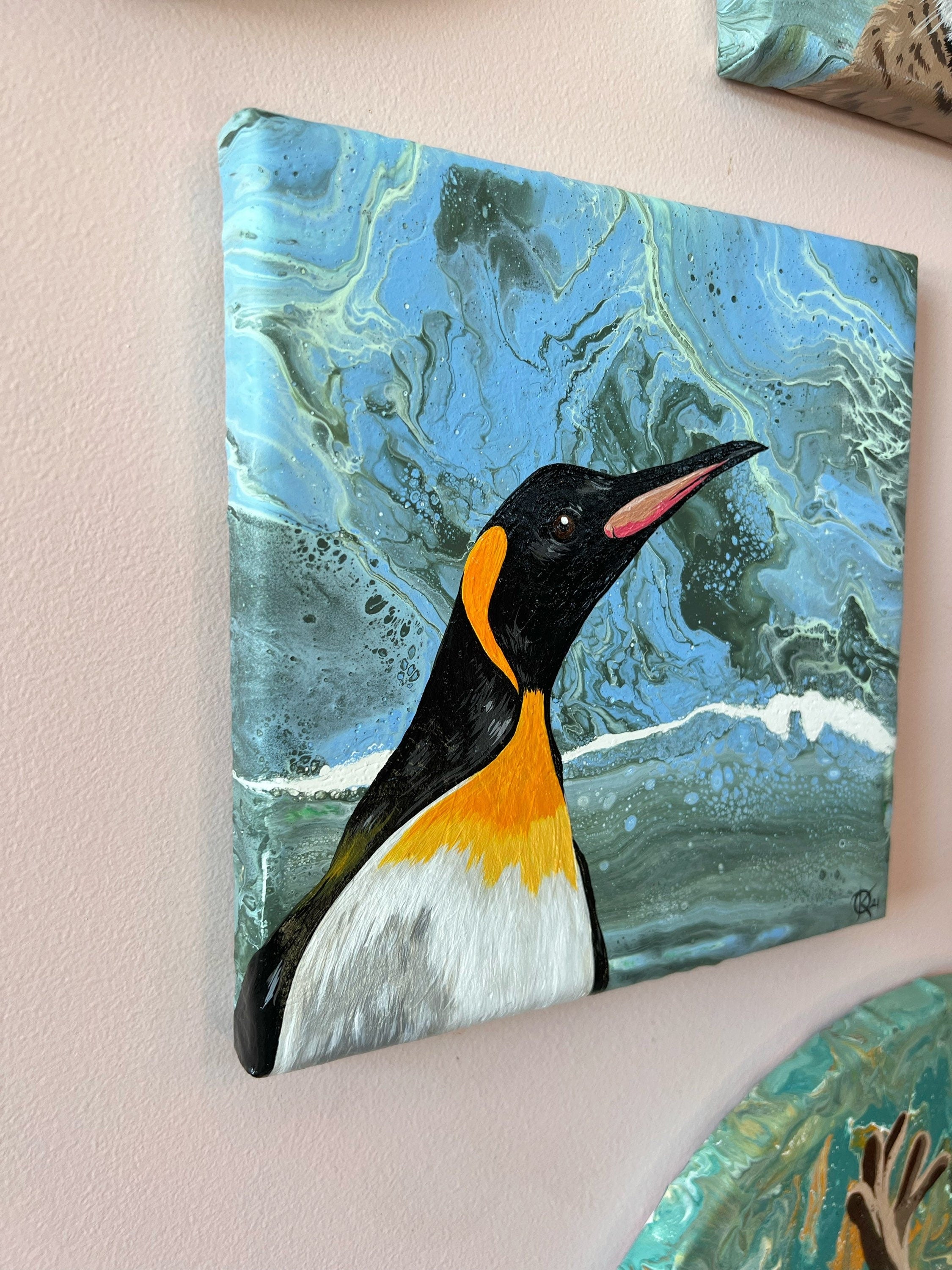 PENGUIN original painting from the FIRST SNOW series