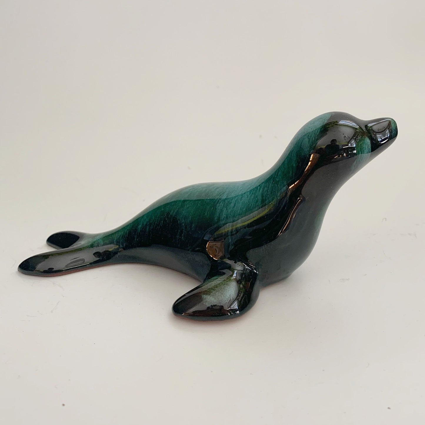 Blue Mountain Pottery Seal Pup Green Flow Glaze Canada Vintage