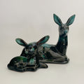 Blue Mountain Pottery Doe with Fawn Deer Green Flow Glaze Canada Vintage