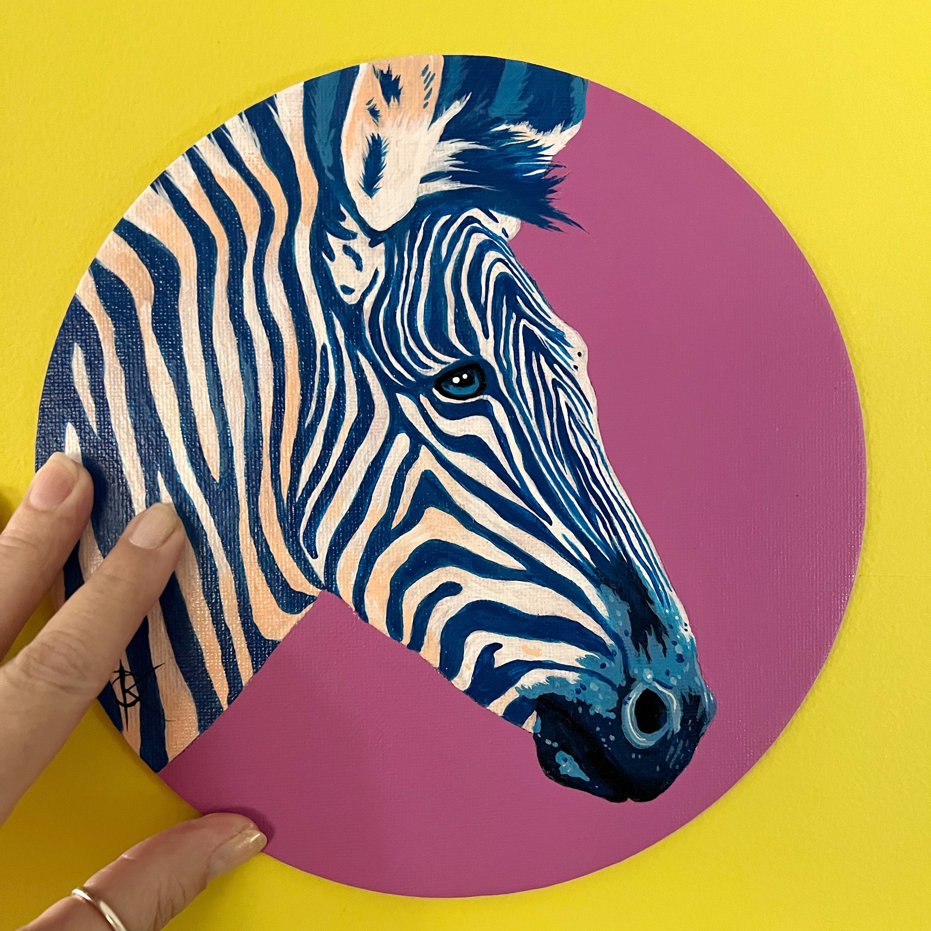 ZeeBlue Zebra Painting Original Art Signed Portrait