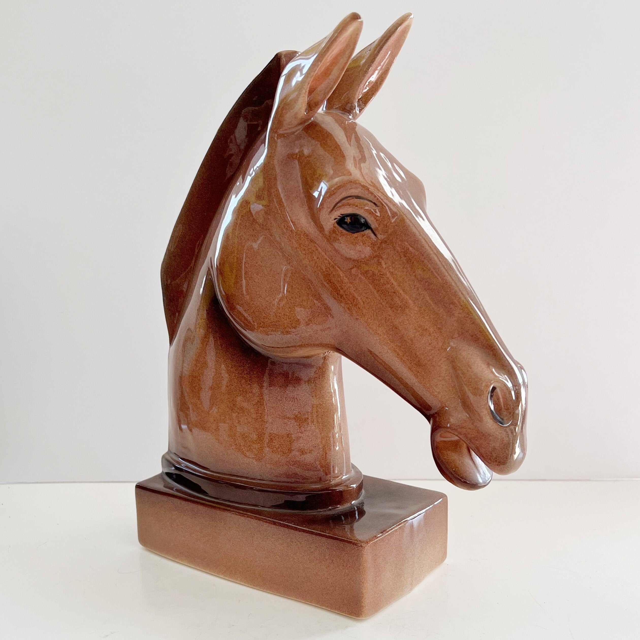 Large Mule Head Bookend Ceramic Hobbyist Masterpiece Horse Vintage Equestrian Collectible