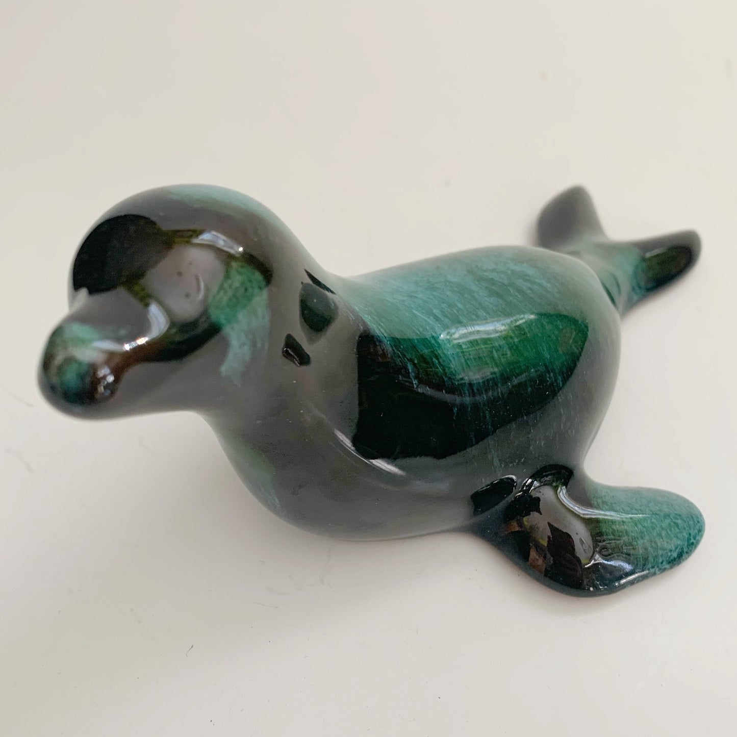 Blue Mountain Pottery Seal Pup Green Flow Glaze Canada Vintage