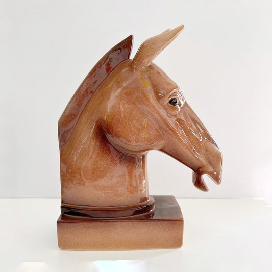 Large Mule Head Bookend Ceramic Hobbyist Masterpiece Horse Vintage Equestrian Collectible